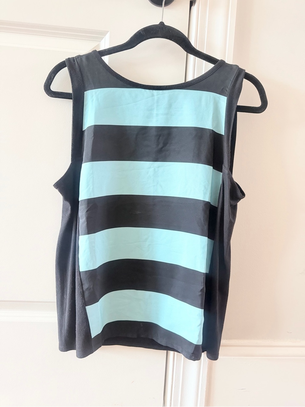 belle sky Striped Tank Top in Black and Light Blue